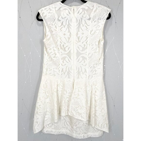 BCBGMaxAzria White Lace Isabel Draped-Side Peplum Dress $185 - Picture 10 of 12